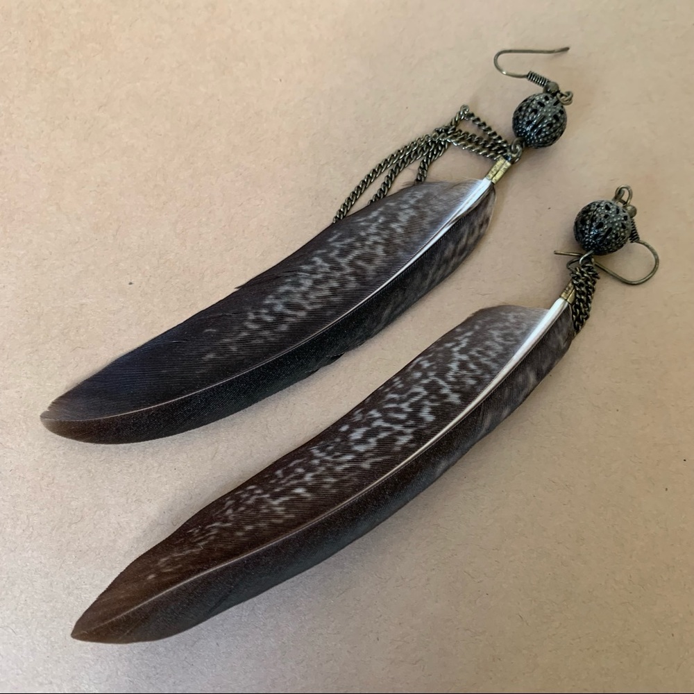 Feather Drop Earrings - image 3